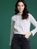 DressBerry Pure Cotton Striped Cinched Hem Shirt