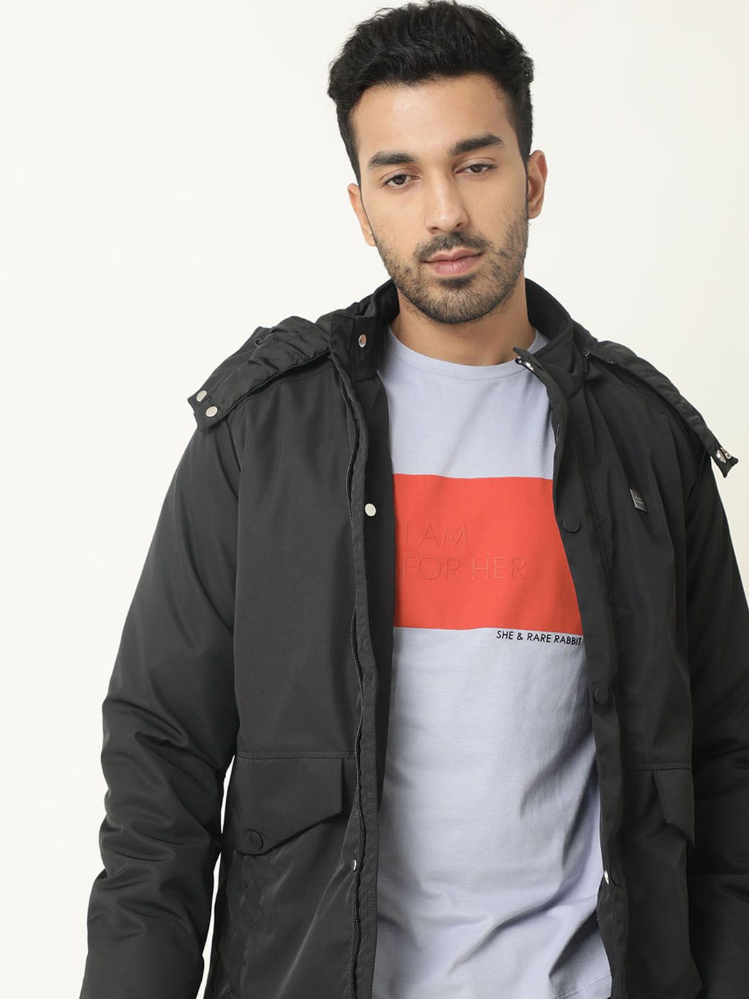 RARE RABBIT Men I Am Regular Fit Colourblocked Round Neck Pure Cotton T-Shirt