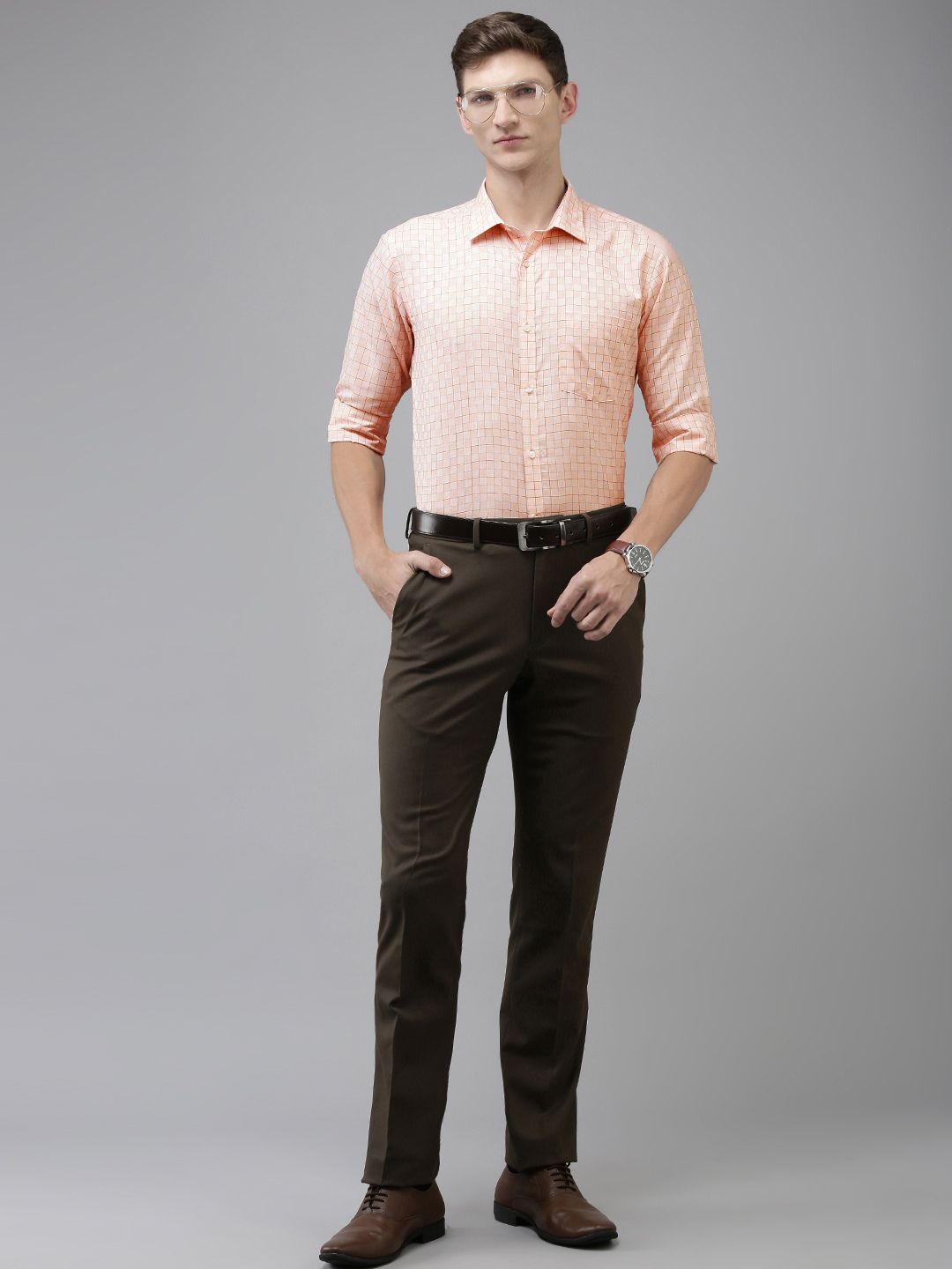 Park Avenue Slim Fit Grid Tattersall Checks Formal Shirt