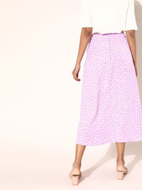 Berrylush Women Purple Printed A-Line Midi Skirt