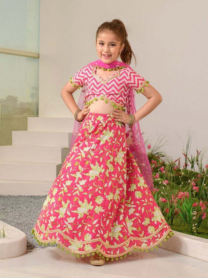 pspeaches Girls Printed Ready to Wear Lehenga Choli With Dupatta