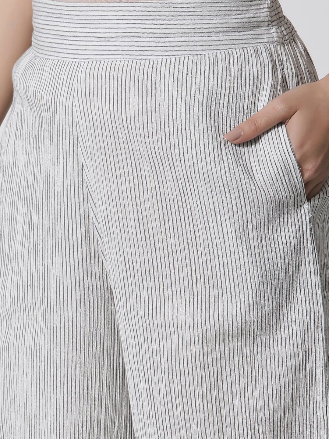 W Women Striped Loose Fit Culotte Trousers