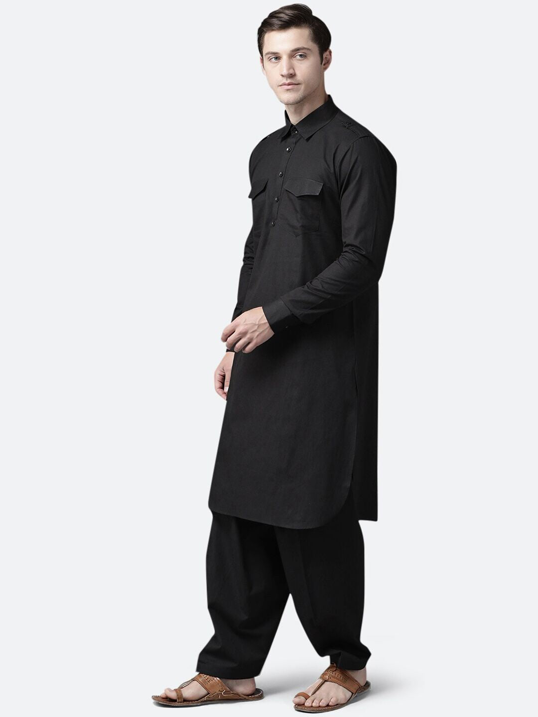 See Designs Men Black Regular Pure Cotton Kurta with Pyjamas