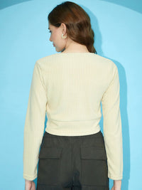 STREET 9 Striped V-Neck Crop Top