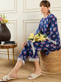 Indo Era Floral Printed Pure Cotton Tunic & Trouser Co-Ords