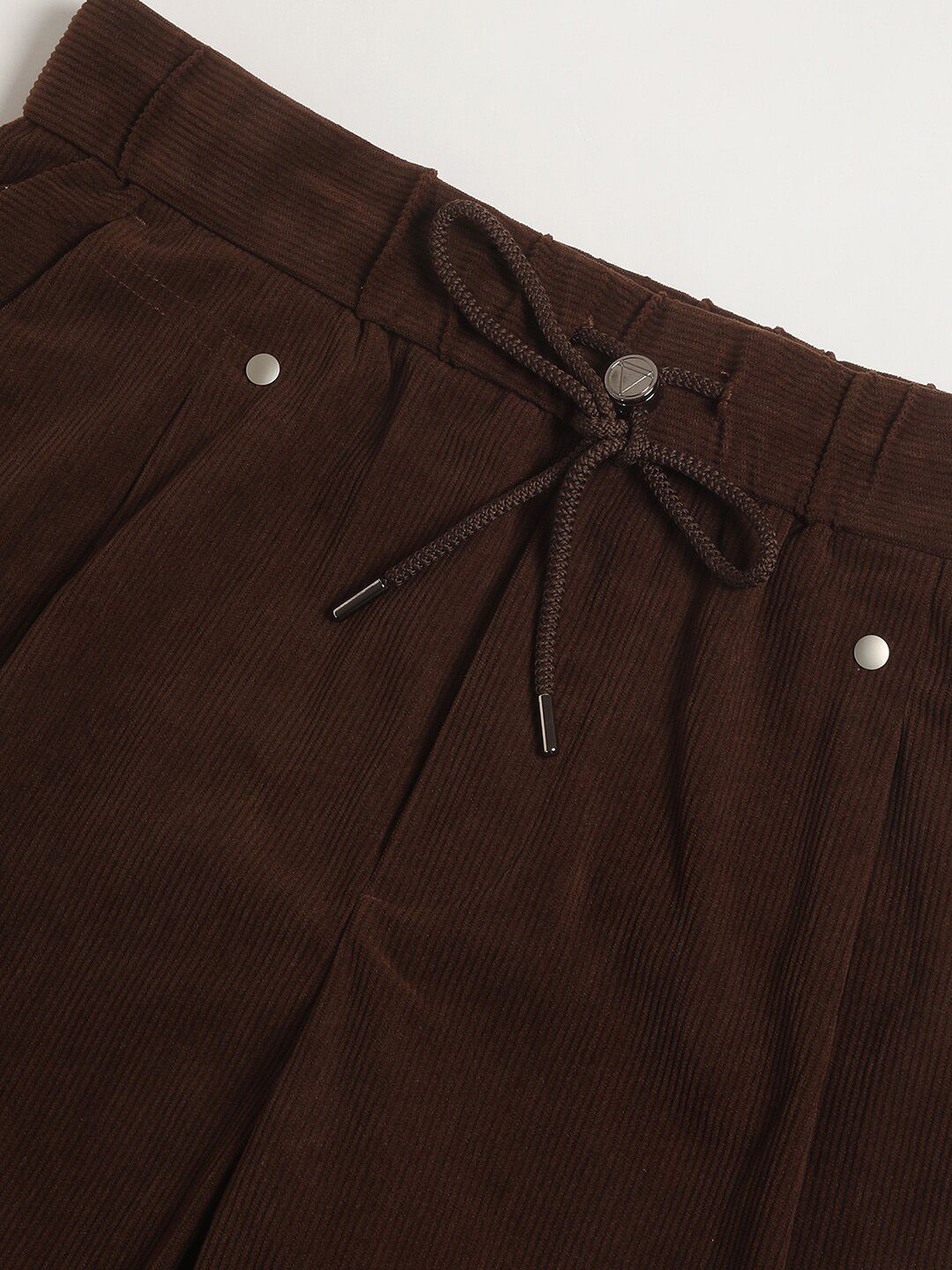 THE BEAR HOUSE Men Relaxed Loose Fit Corduroy Cotton Pleated Regular Trousers