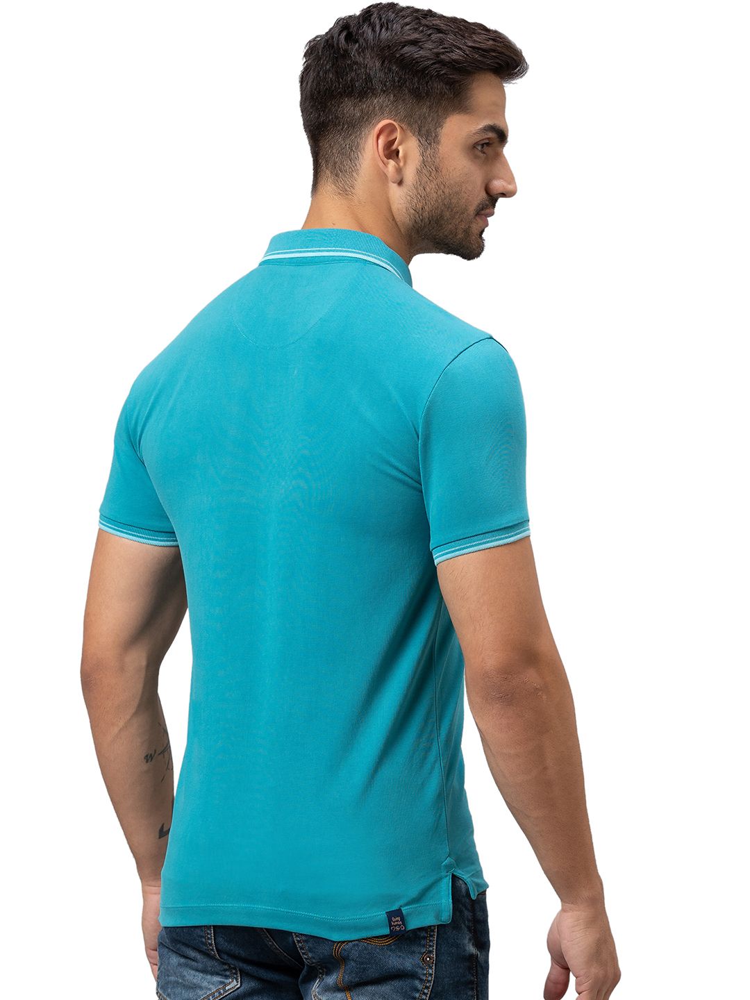 Being Human Men Blue Polo Collar Cotton T-shirt