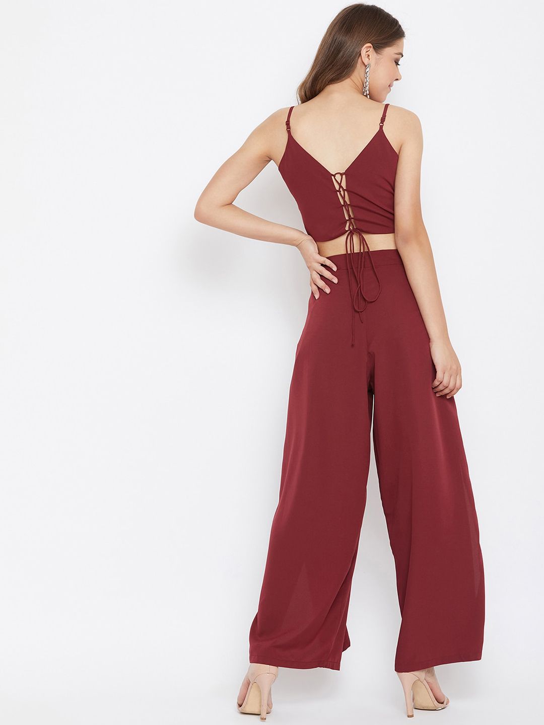 Berrylush Women Maroon Solid Two-Piece