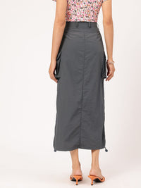 DressBerry Boxy Pocket Straight Midi Skirt