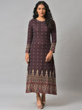W Brown Ethnic Motifs Ethnic Maxi Dress