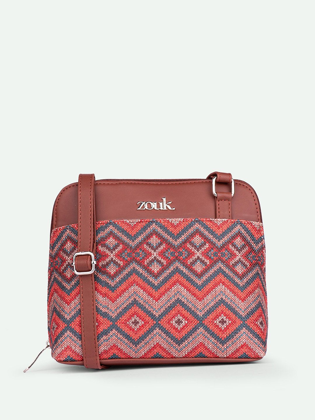 ZOUK Geometric Printed Structured Sling Bag