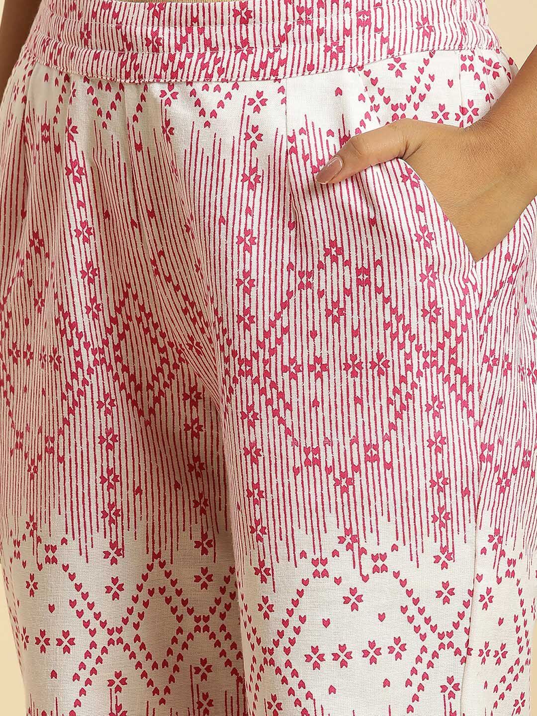 W Women Ethnic Motifs Printed Straight Fit Trousers