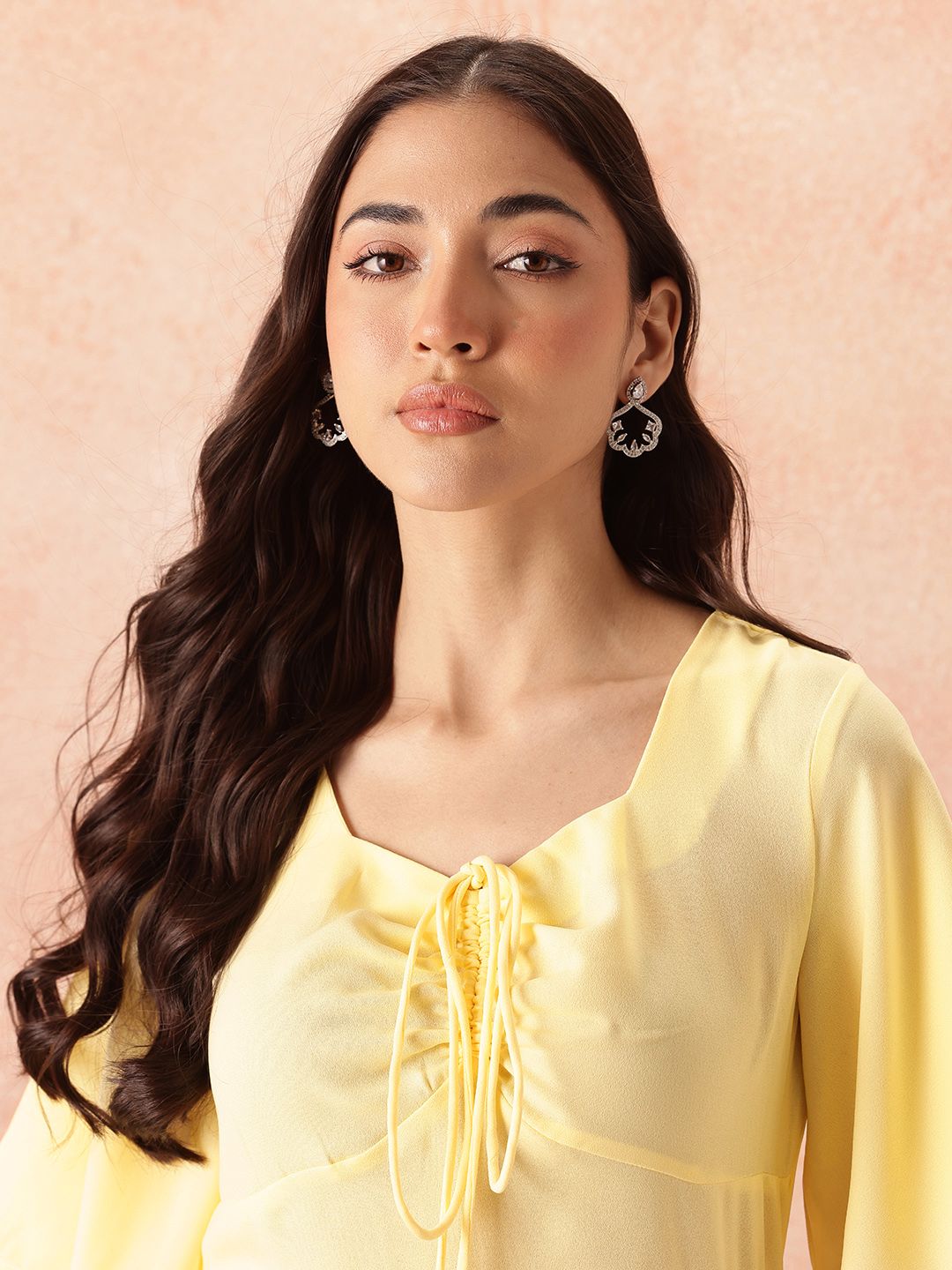 all about you Smocked Flared Sleeve Fit & Flare Dress