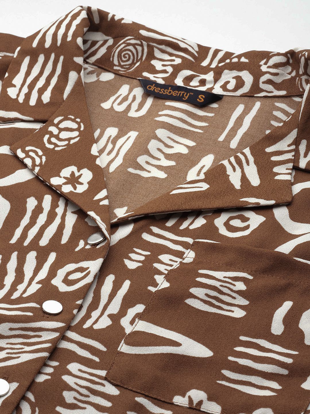 DressBerry Women Opaque Abstract Printed Cuban Collar Casual Shirt