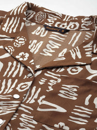 DressBerry Women Opaque Abstract Printed Cuban Collar Casual Shirt