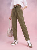 DressBerry Women Crinkled Belted Trousers