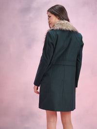 DressBerry Fur Shawl Collar Single-Breasted Overcoat