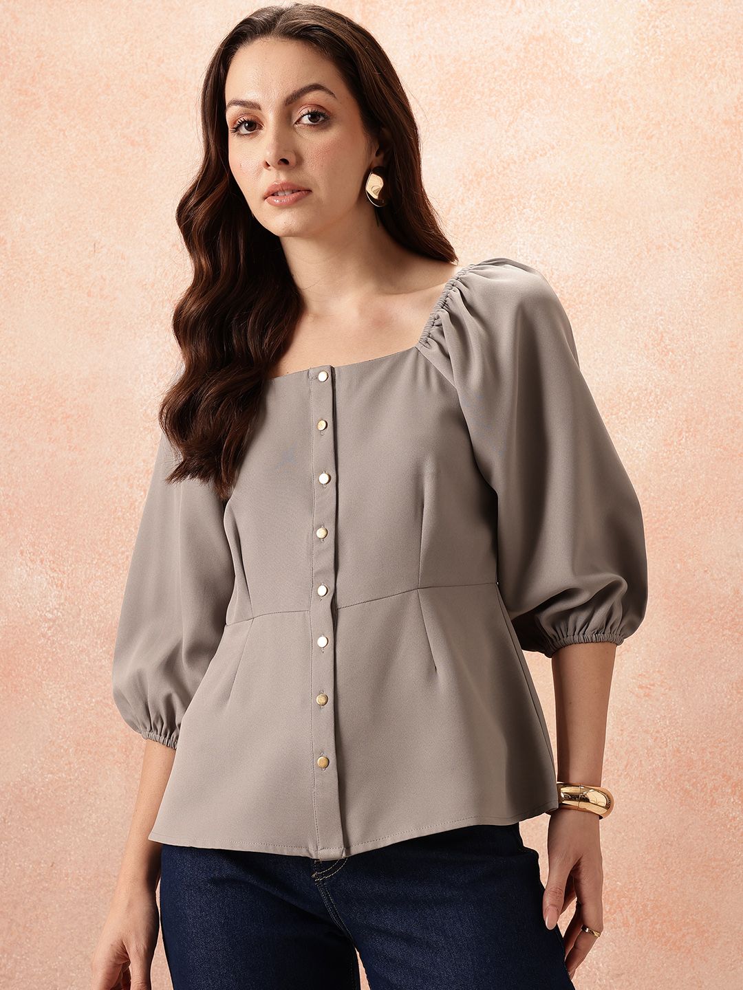 all about you Square Neck Puff Sleeve Top