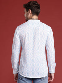 Anouk Mandarin Collar Floral Printed Pure Cotton Kurta