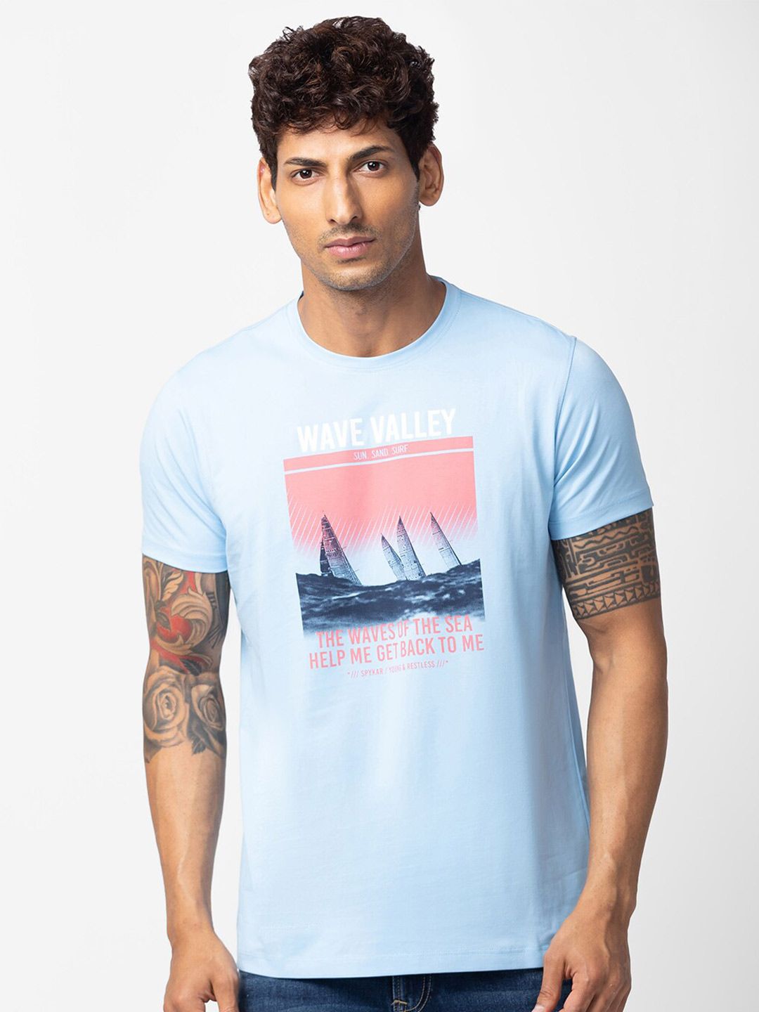 SPYKAR Men Printed Cotton T-shirt