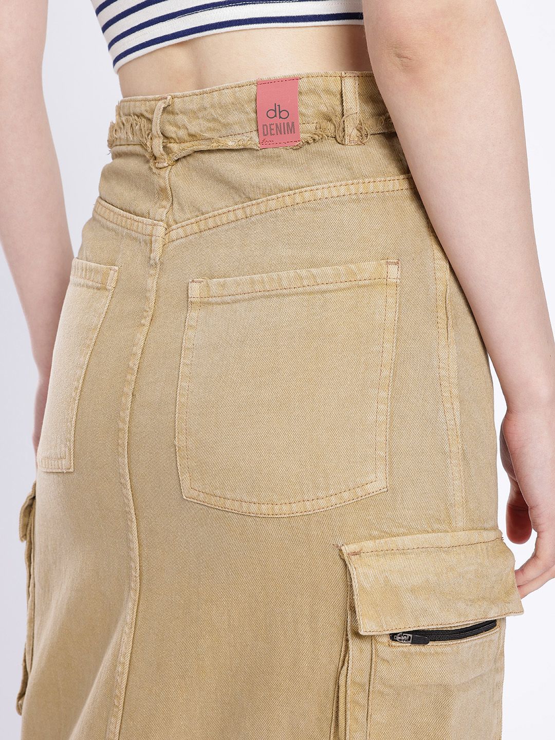 DressBerry Versatile Vogue Cargo Style Denim Maxi Skirt