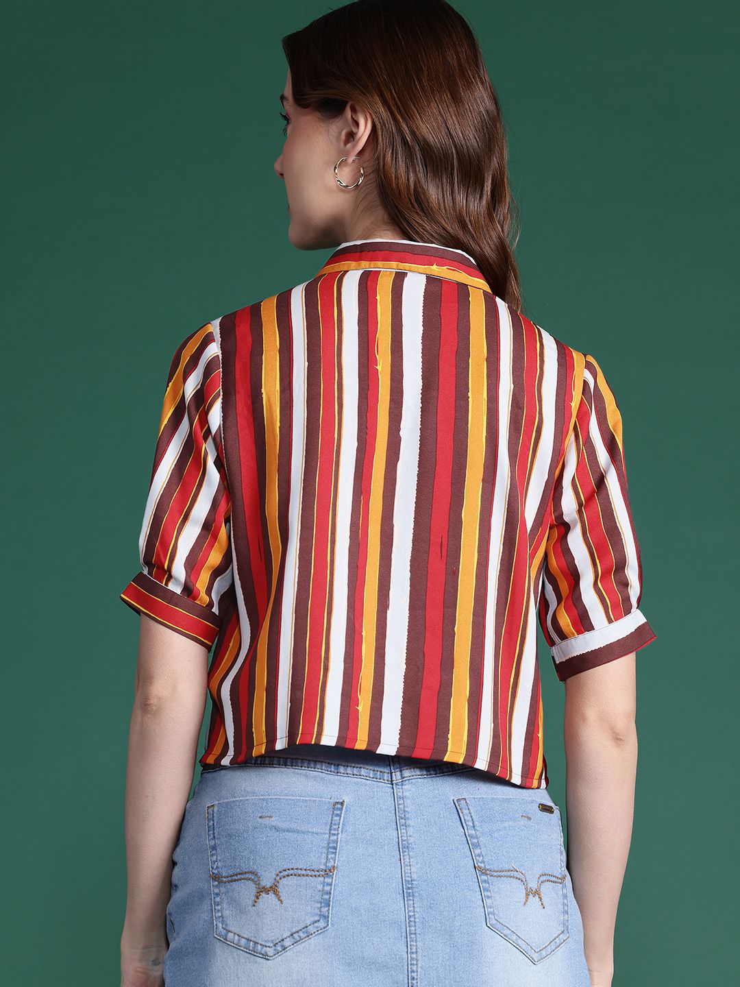 DressBerry Women Striped Casual Crop Shirt