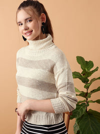 STREET 9 Striped Turtle Neck Acrylic Sweater