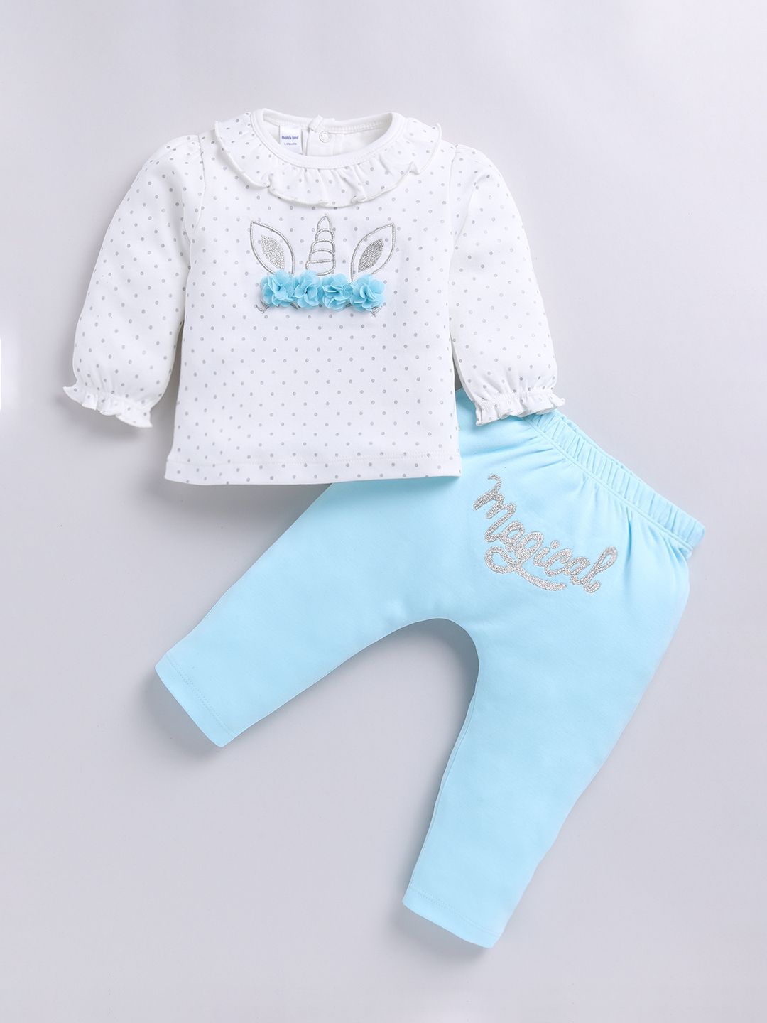 Moms Love Girls Pure Cotton Printed Top with Trousers