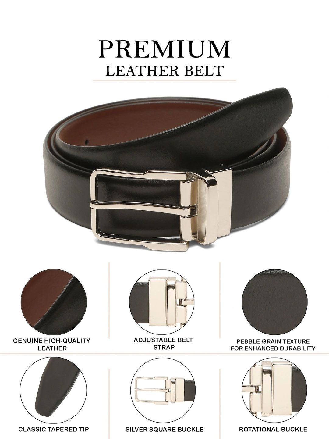 Teakwood Leathers Men Leather Reversible Belt