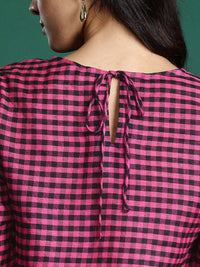 DressBerry Checked Bell Sleeves Top