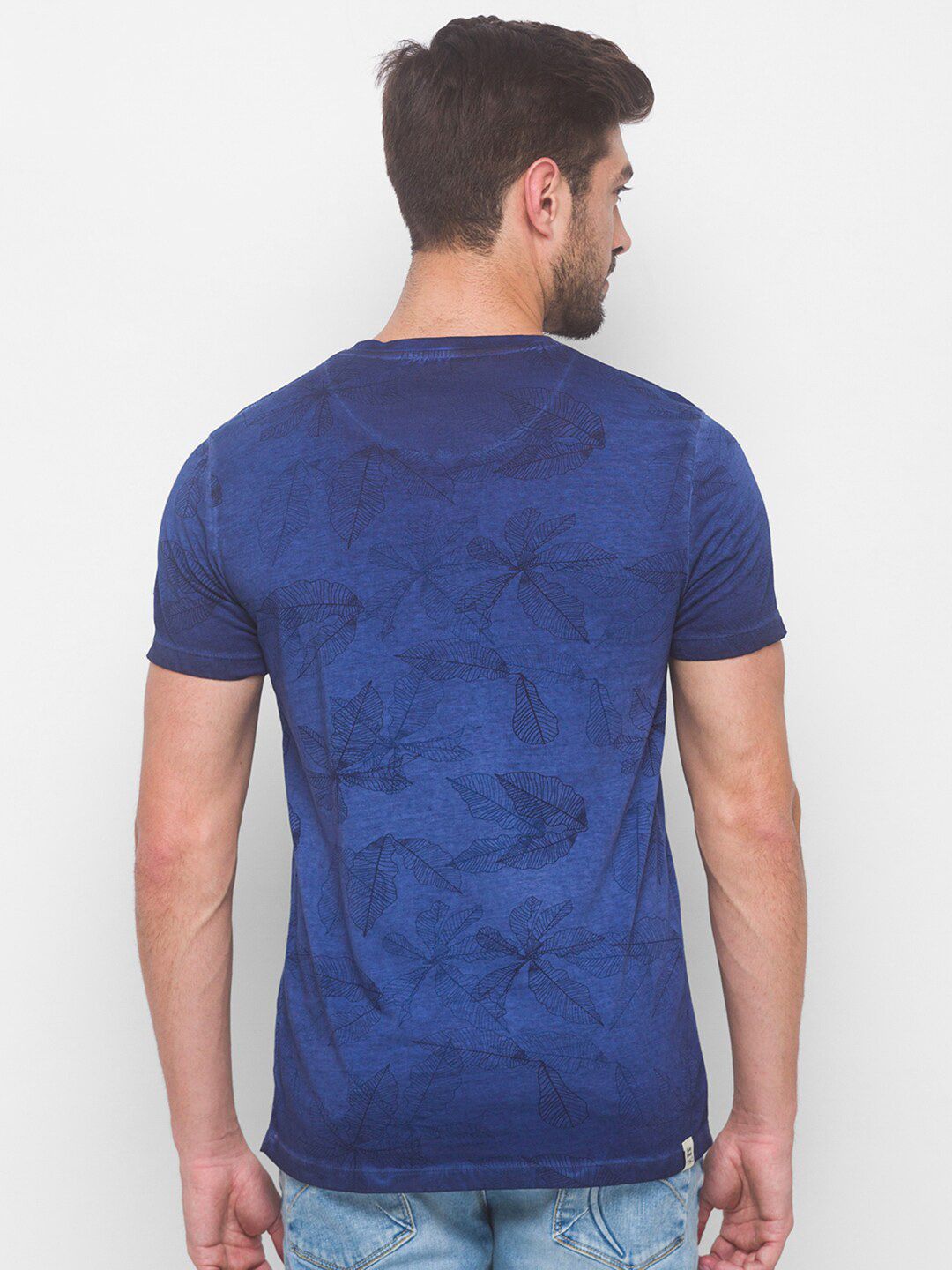 Being Human Men Navy Blue Typography Printed Pure Cotton T-shirt