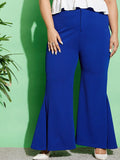 SASSAFRAS Curve Plus Size Women High-Rise Blue Flared Trousers
