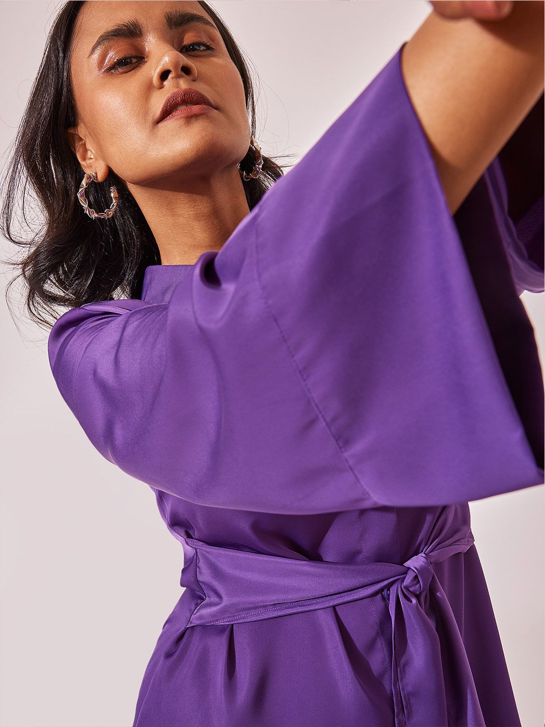 The Label Life Shirt Collar Satin Shirt Dress