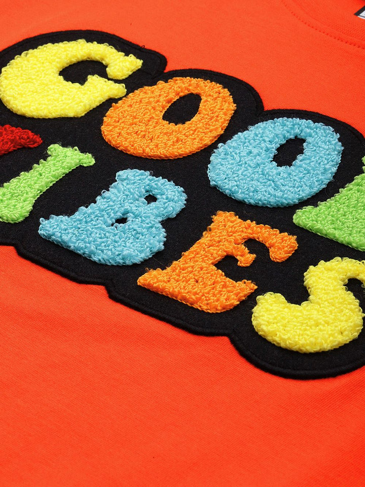 DILLINGER Typography Embroidered Oversize Pure Cotton Longline T-shirt