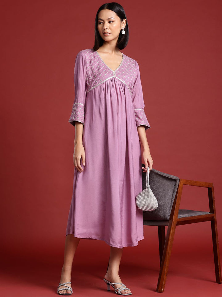 all about you Thread Work & Sequinned Yoke Design Empire Ethnic Dress