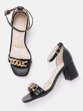 Lino Perros Women Mid-Top Chain Detail Block Heels