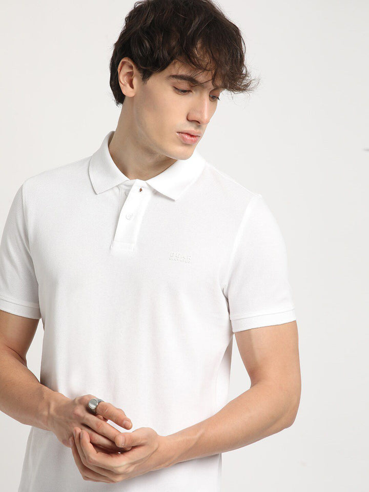 THE BEAR HOUSE Polo Collar Pure Cotton Slim Fit T-shirt