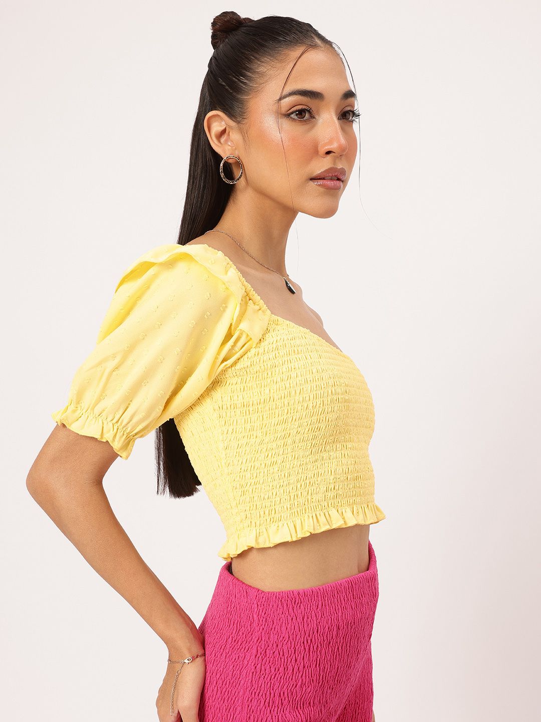 DressBerry Smocked Serenity One-Shoulder Glam Top