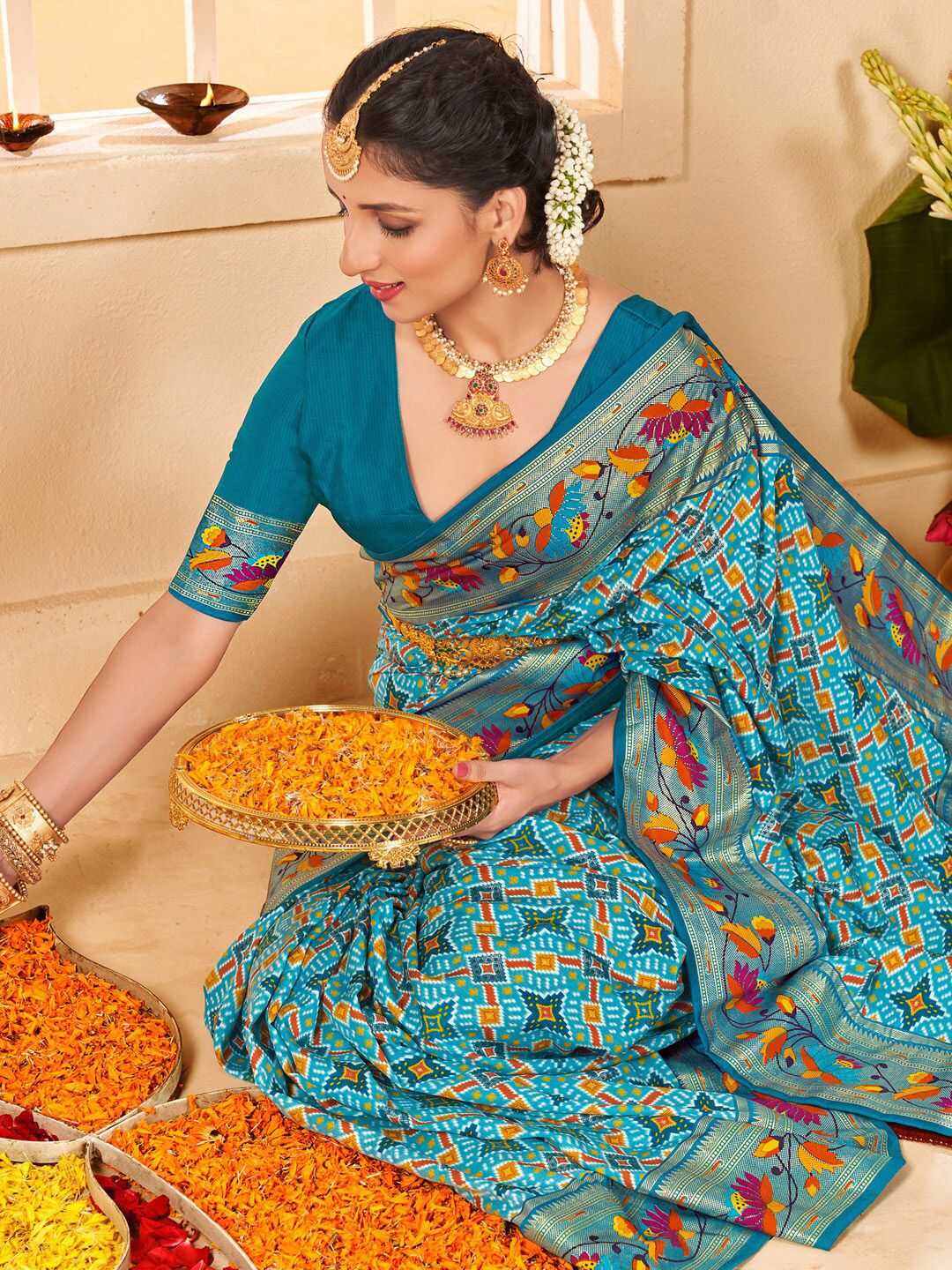 Saree mall Ethnic Motifs Zari Tussar Sarees