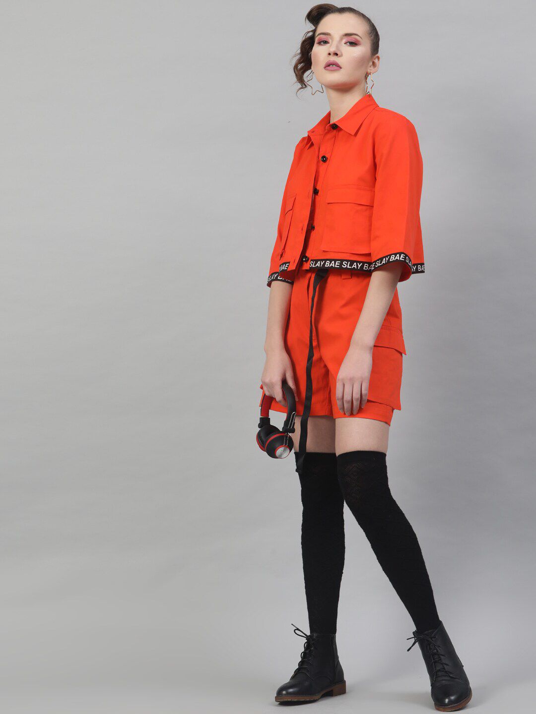 STREET 9 Women Orange Solid Regular Fit Shorts