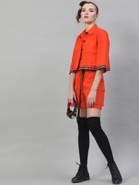 STREET 9 Women Orange Solid Regular Fit Shorts