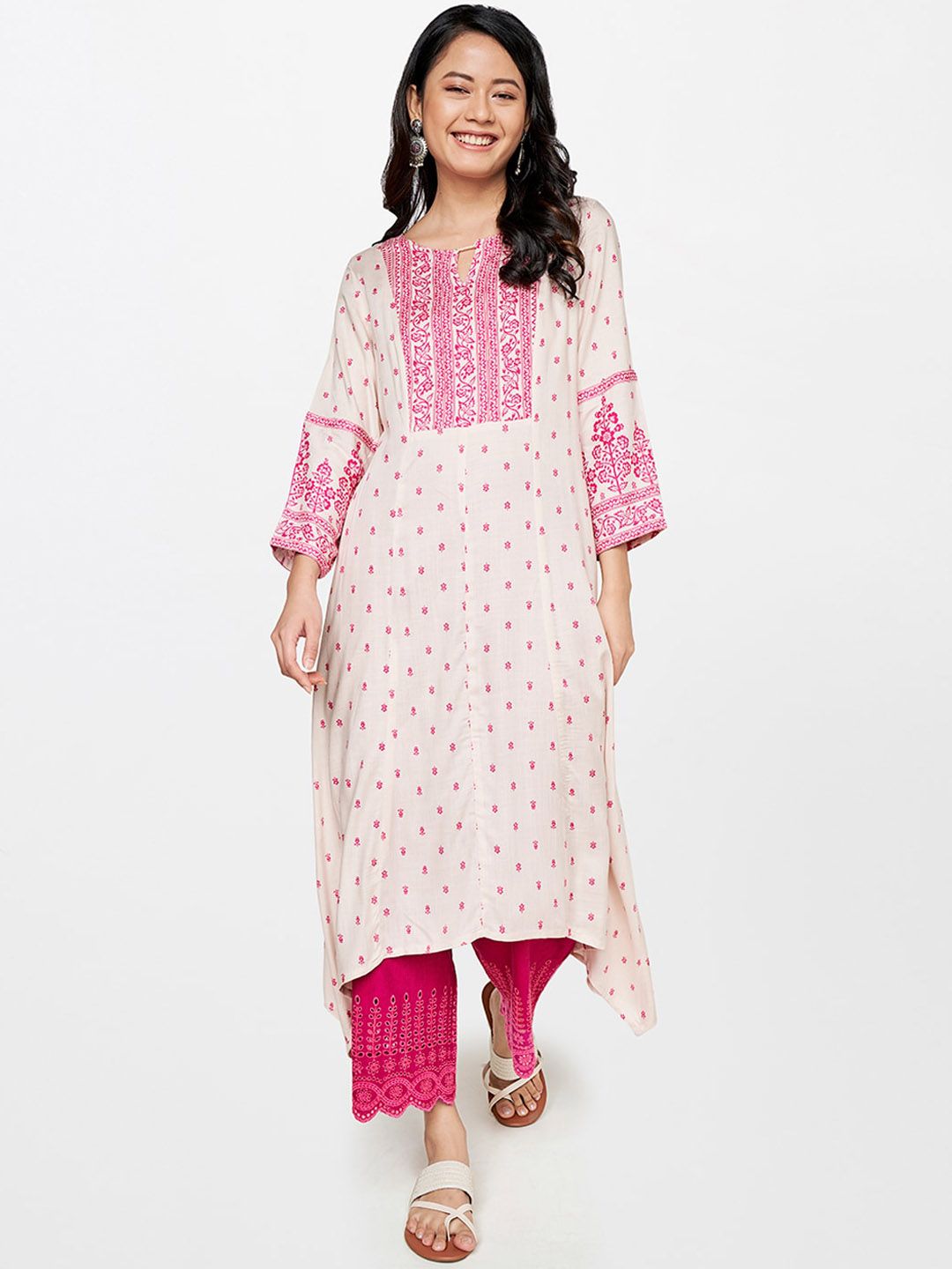 Global Desi Women Pink Straight Fit Trousers