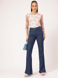 DressBerry Women Distressed Darling Frayed Hem Bootcut Jeans