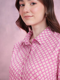 DressBerry Women Floral Printed Casual Crop Shirt