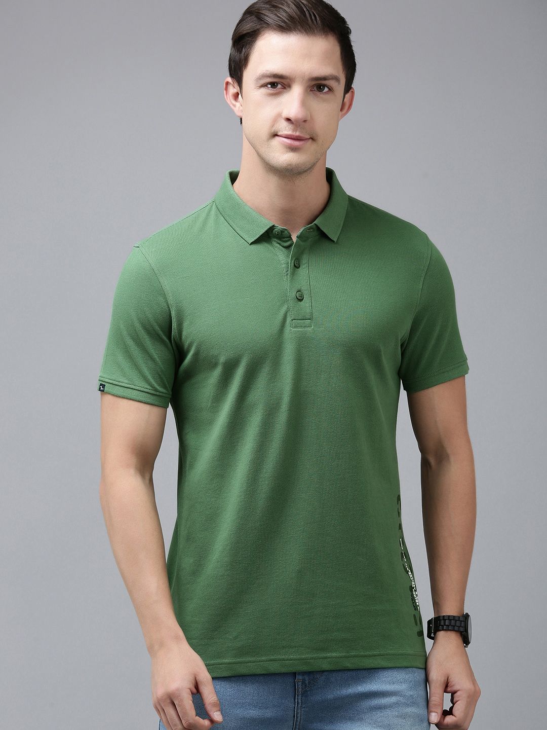 SPYKAR Men Polo Collar Pure Cotton Slim Fit T-shirt