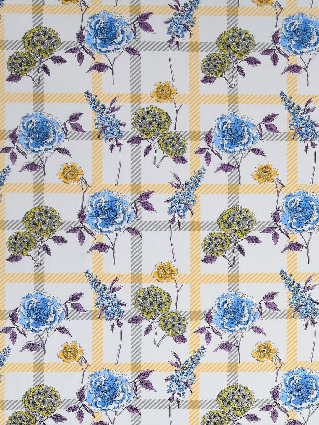 BOMBAY DYEING Florentine Blue Printed Pure Cotton 144 TC Queen Bedsheet Set 2.28 X 2.54 m