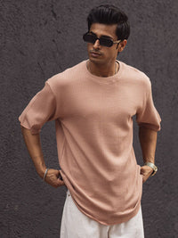 Powerlook Men Solid Oversized Round Neck T-shirt