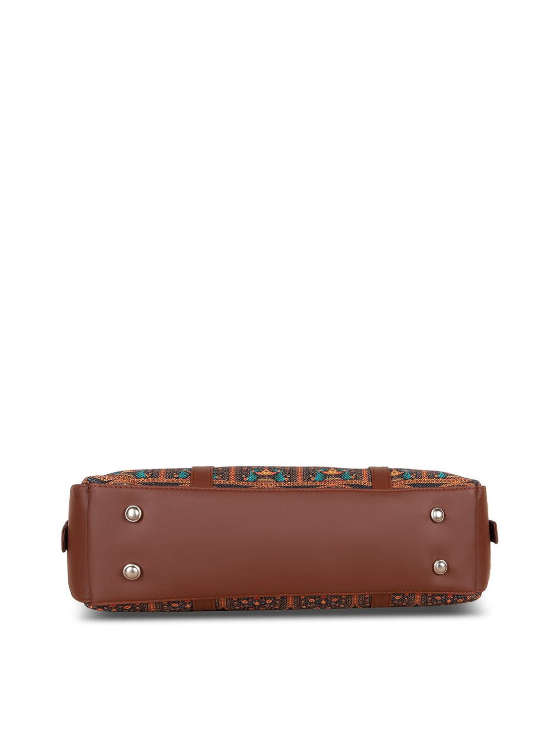 ZOUK Women Brown Ethnic Motifs Printed Structured Tote Bag