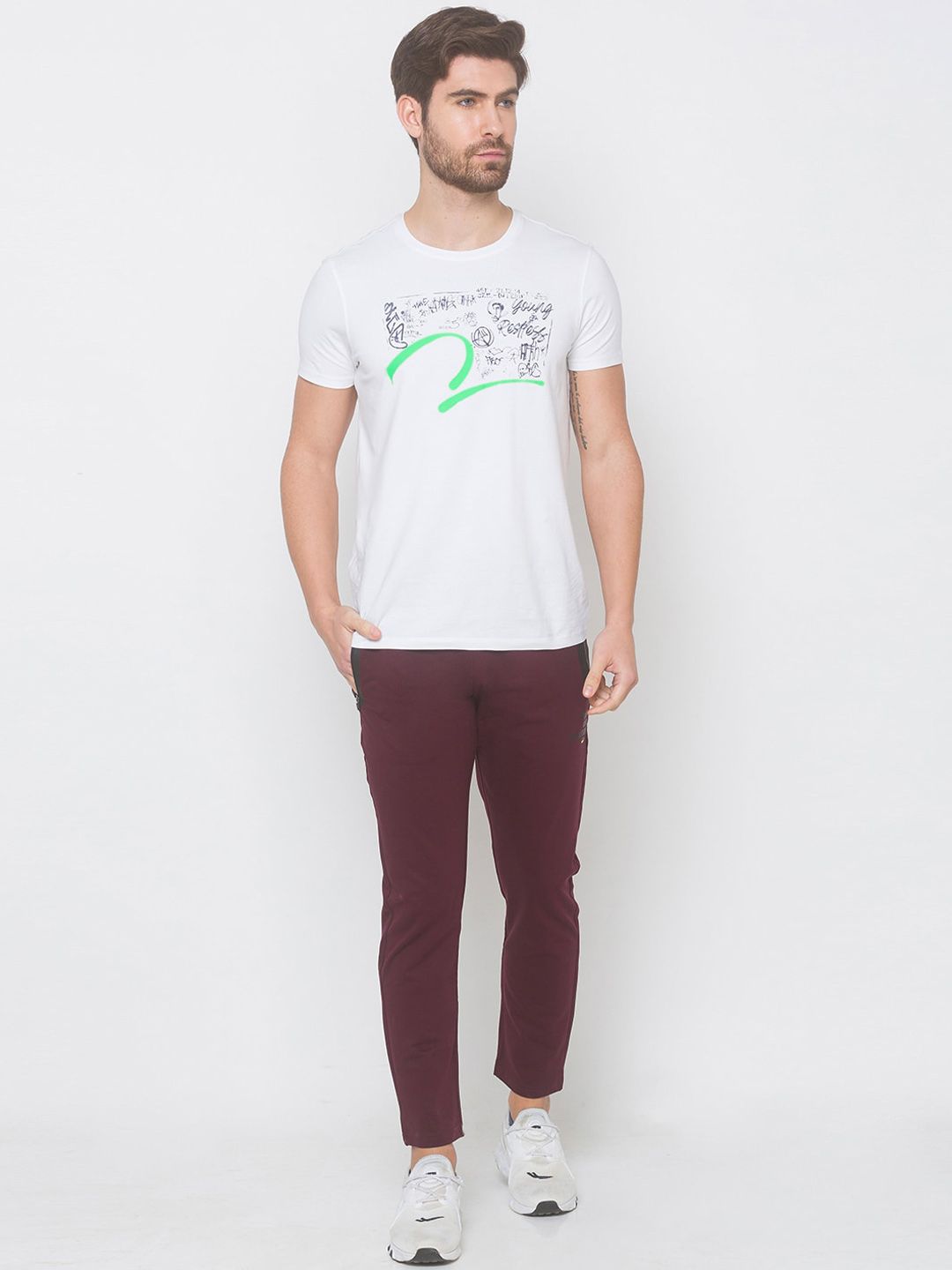 SPYKAR Men Maroon Solid Slim Fit Track Pants