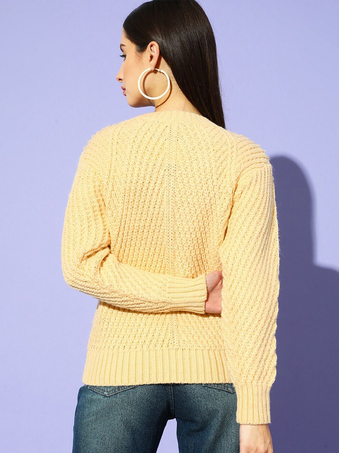 STREET 9 Women Yellow Cable Knit Pullover